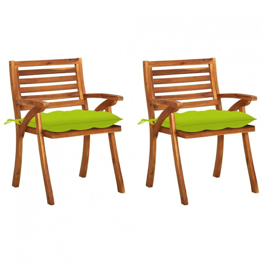 Chaises à dîner de jardin avec coussins 2 pcs Acacia massif