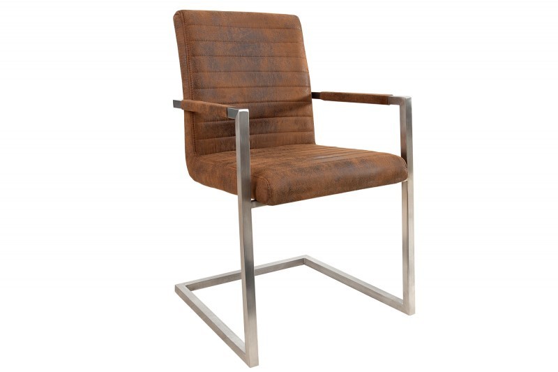 Ensemble de 4 chaises design en microfibre brun et métal