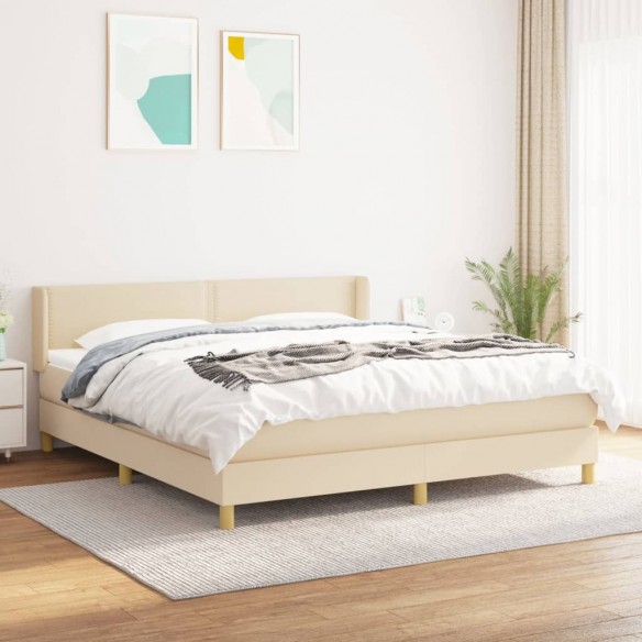 Cadre de lit avec matelas Crème 180x200 cm Tissu