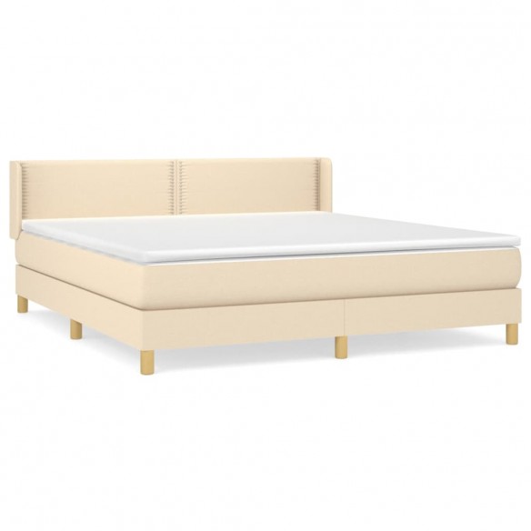 Cadre de lit avec matelas Crème 180x200 cm Tissu