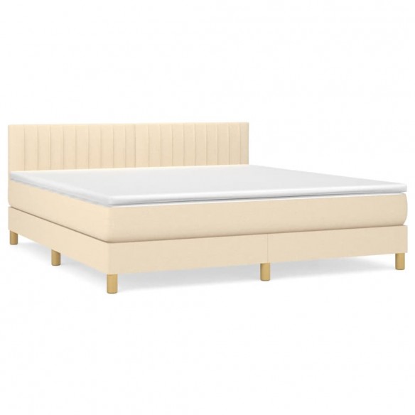 Cadre de lit avec matelas Crème 180x200 cm Tissu