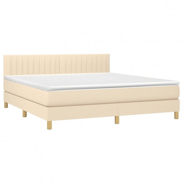 Cadre de lit avec matelas Crème 180x200 cm Tissu