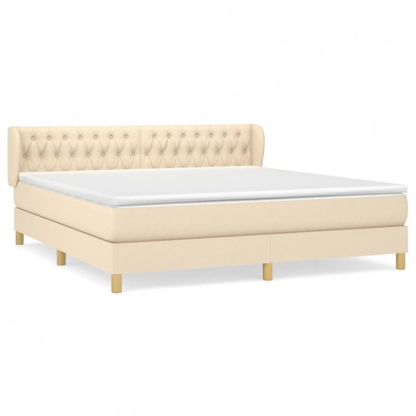 Cadre de lit avec matelas Crème 180x200 cm Tissu