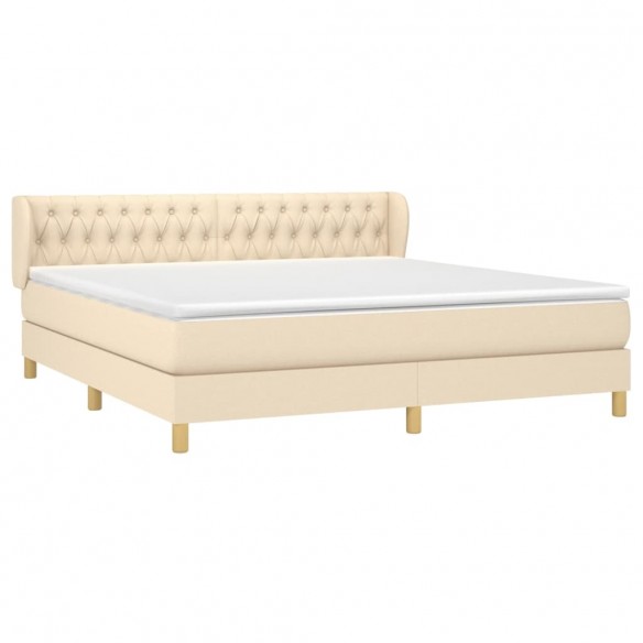 Cadre de lit avec matelas Crème 180x200 cm Tissu