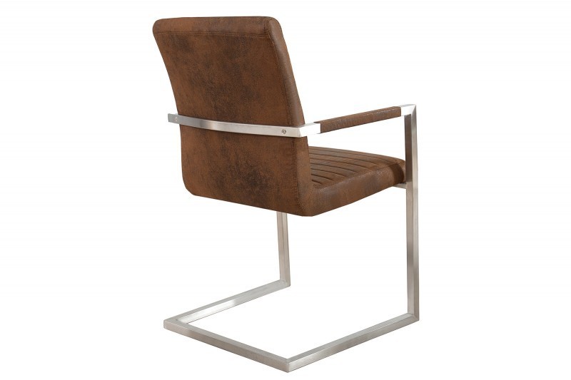 Ensemble de 4 chaises design en microfibre brun et métal