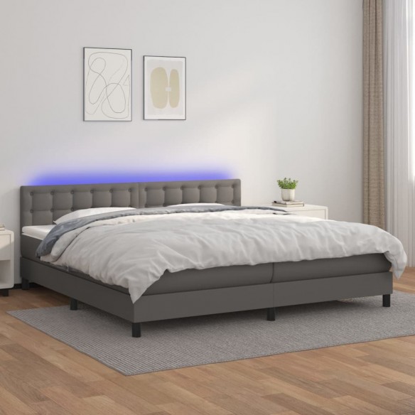 Cadre de lit avec matelas et LED Gris 200x200 cm