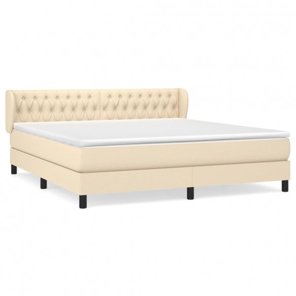 Cadre de lit avec matelas Crème 180x200 cm Tissu