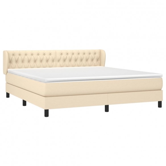 Cadre de lit avec matelas Crème 180x200 cm Tissu