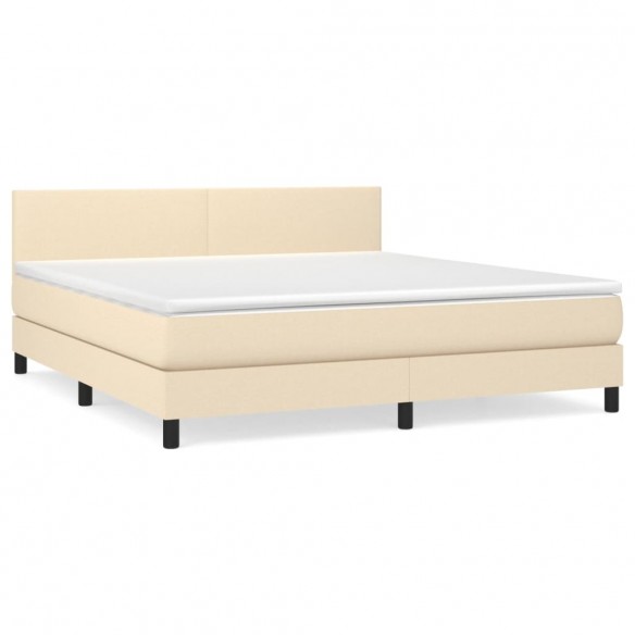 Cadre de lit avec matelas Crème 180x200 cm Tissu