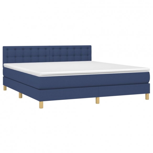 Cadre de lit avec matelas LED Bleu 180x200 cm Tissu