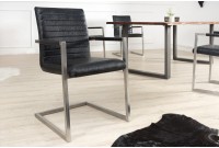 Lot de 4 chaises designe en simili cuir noir et métal