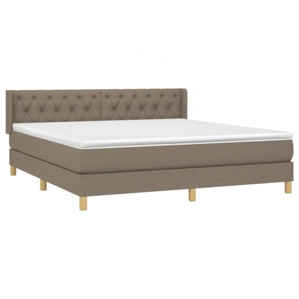 Cadre de lit avec matelas Taupe 160x200 cm Tissu