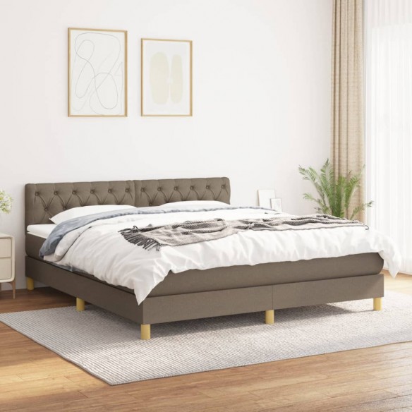 Cadre de lit avec matelas Taupe 160x200 cm Tissu