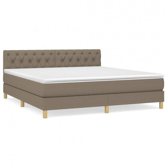 Cadre de lit avec matelas Taupe 160x200 cm Tissu