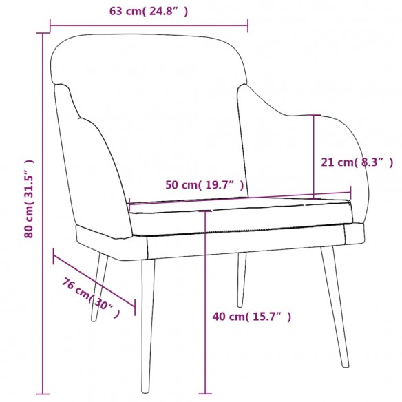 Fauteuil Crème 63x76x80 cm Velours