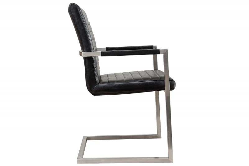 Lot de 4 chaises designe en simili cuir noir et métal