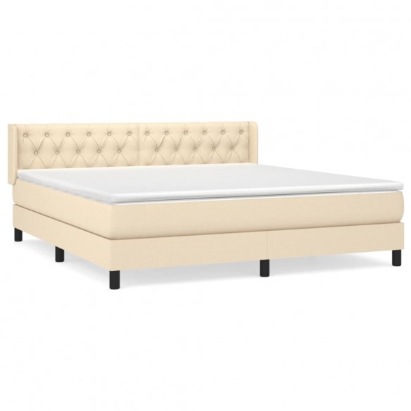 Cadre de lit avec matelas Crème 160x200 cm Tissu