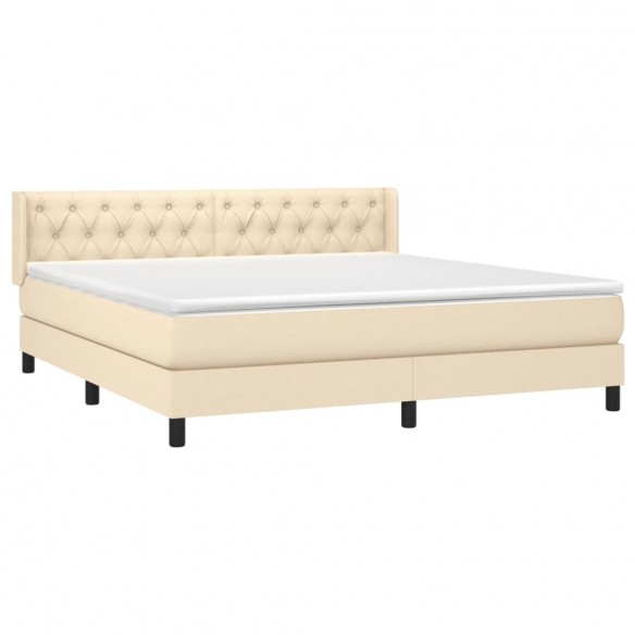 Cadre de lit avec matelas Crème 160x200 cm Tissu