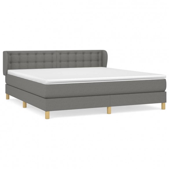 Cadre de lit avec matelas Gris foncé 180x200cm Tissu