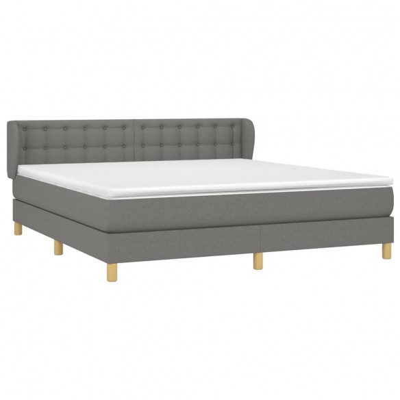 Cadre de lit avec matelas Gris foncé 180x200cm Tissu