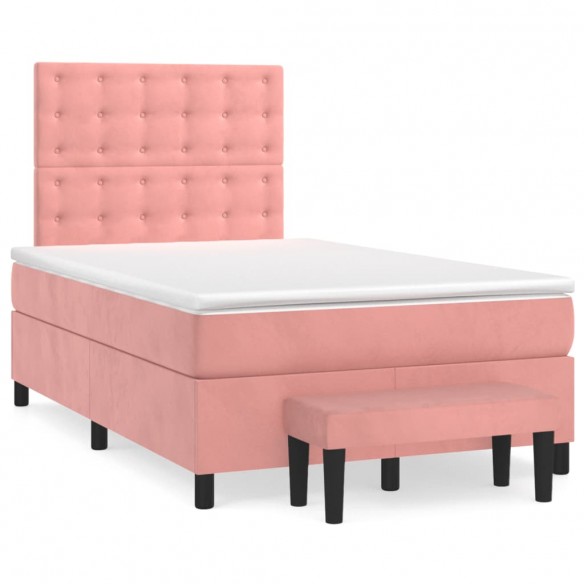 Cadre de lit avec matelas Rose 120x200 cm Velours