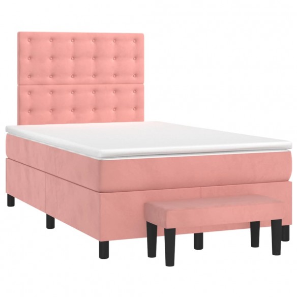 Cadre de lit avec matelas Rose 120x200 cm Velours