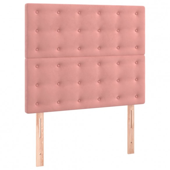 Cadre de lit avec matelas Rose 100x200 cm Velours