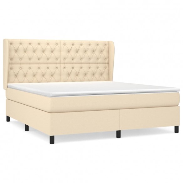 Cadre de lit avec matelas Crème 160x200 cm Tissu