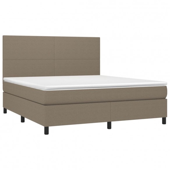 Cadre de lit et matelas et LED Taupe 180x200cm Tissu