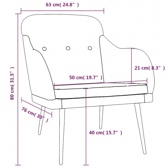 Fauteuil Noir 63x76x80 cm Tissu