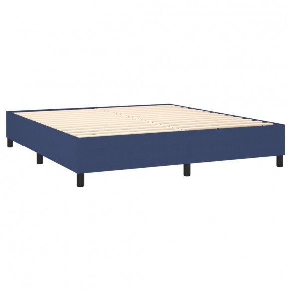 Cadre de lit et matelas et LED Bleu 180x200 cm Tissu