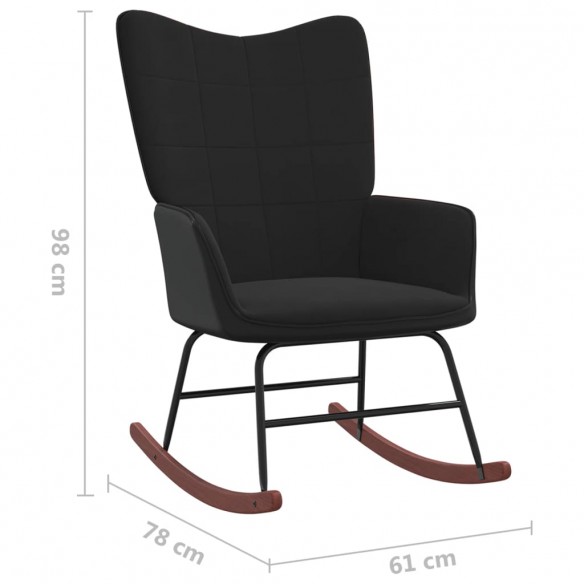 Chaise à bascule Noir Velours et PVC