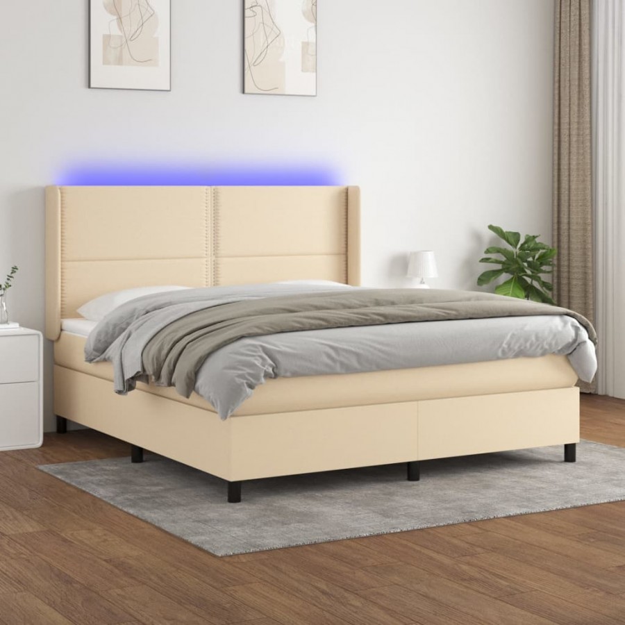 Cadre de lit matelas LED Crème...