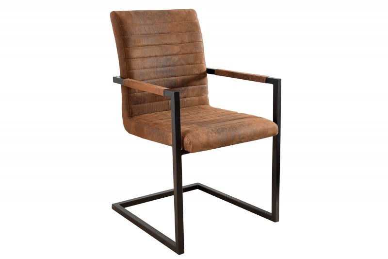 Chaises modernes coloris marron antique en microfibre et en acier inoxydable noir
