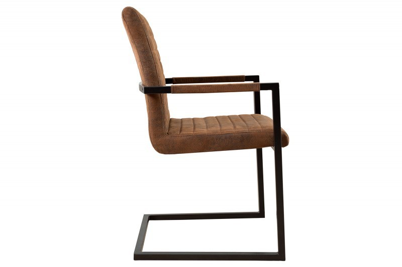 Chaises modernes coloris marron antique en microfibre et en acier inoxydable noir