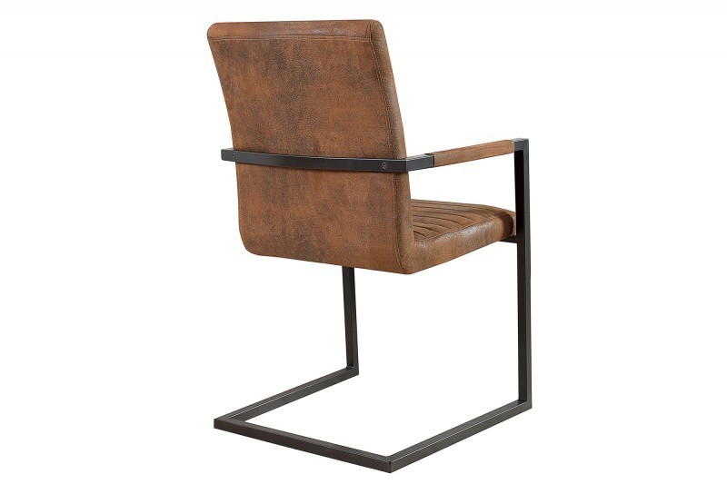Chaises modernes coloris marron antique en microfibre et en acier inoxydable noir