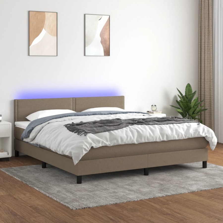 Cadre de lit avec matelas LED Taupe...