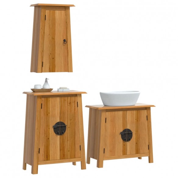 Ensemble de meubles de salle de bain 3 pcs bois de pin massif