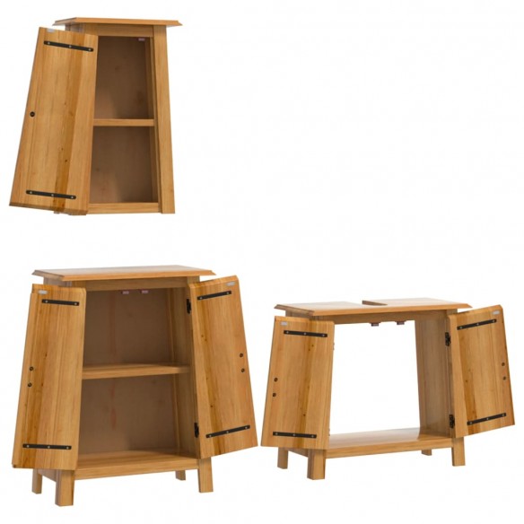 Ensemble de meubles de salle de bain 3 pcs bois de pin massif