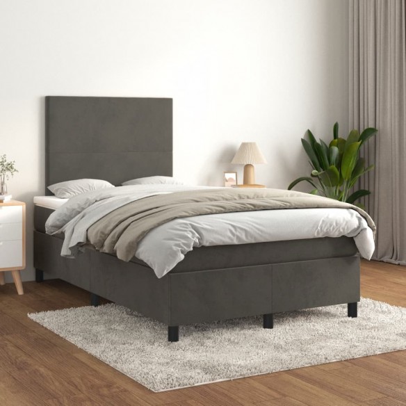 Cadre de lit et matelas gris foncé 120x190cm velours