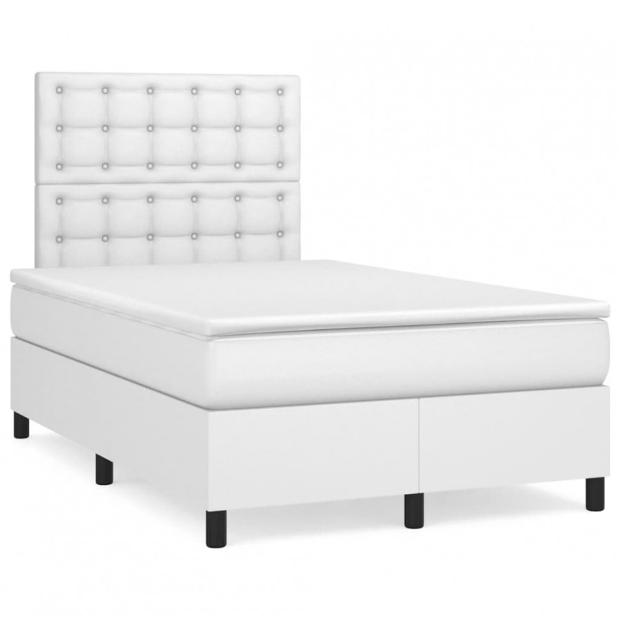 Cadre de lit avec matelas blanc 120x190cm similicuir