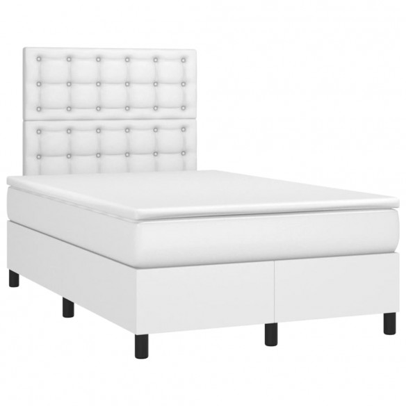 Cadre de lit avec matelas blanc 120x190cm similicuir