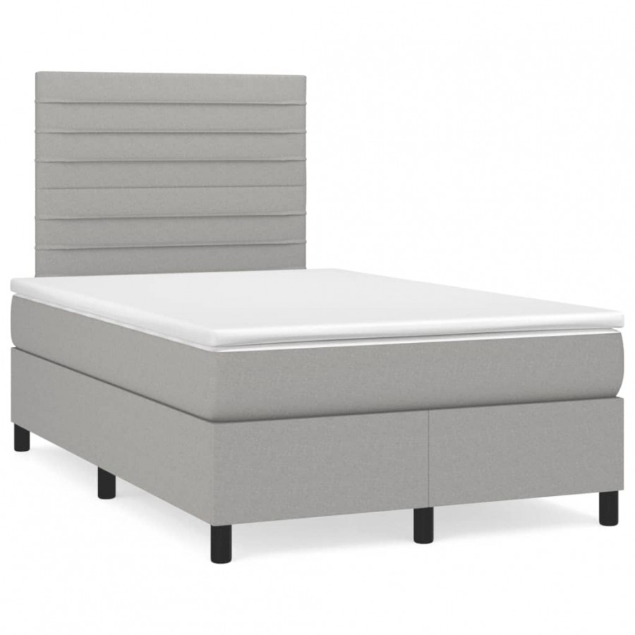 Cadre de lit et matelas gris clair 120x190 cm tissu