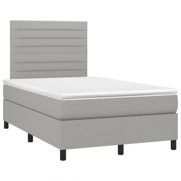 Cadre de lit et matelas gris clair 120x190 cm tissu