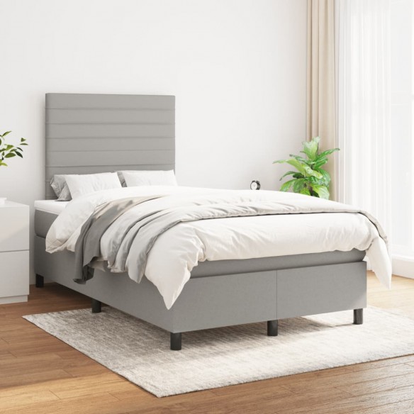 Cadre de lit et matelas gris clair 120x190 cm tissu