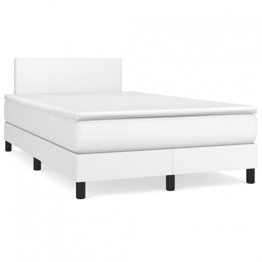 Cadre de lit avec matelas blanc 120x190cm similicuir