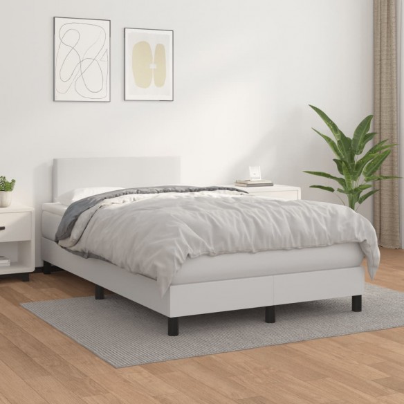 Cadre de lit avec matelas blanc 120x190cm similicuir