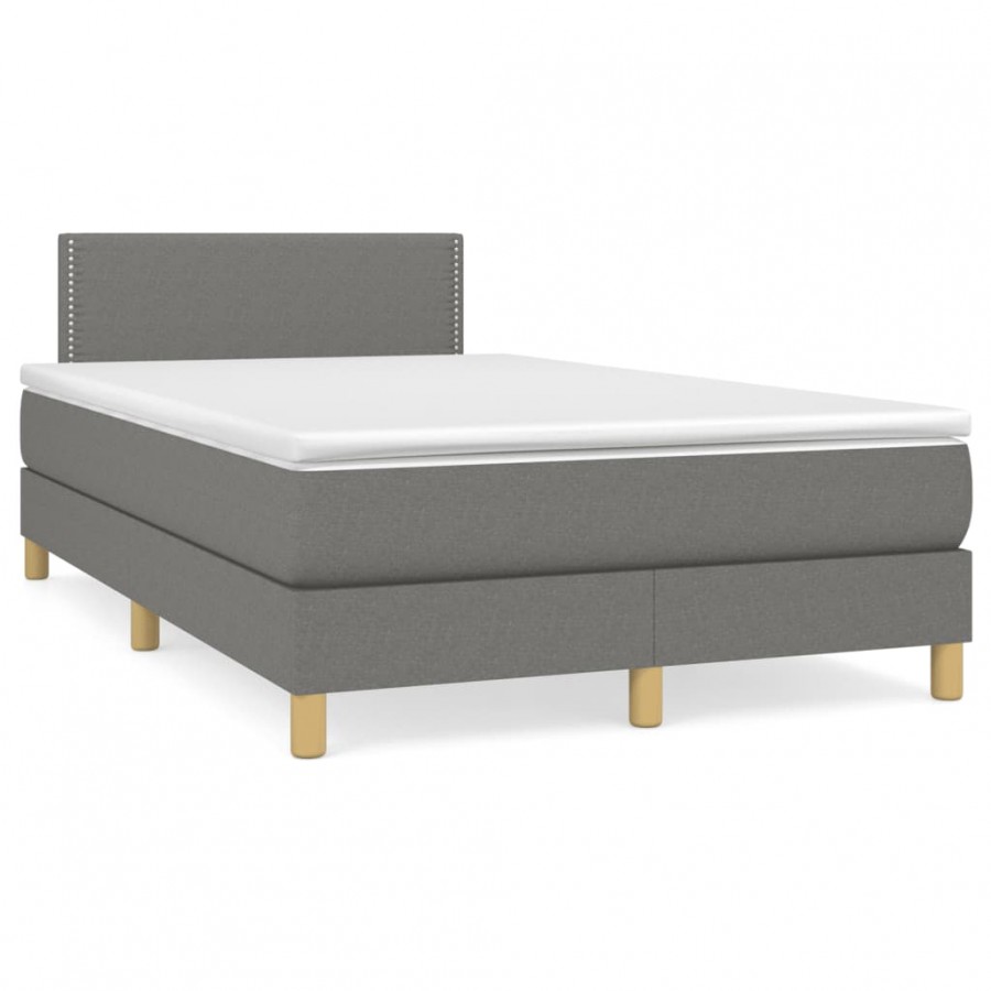 Cadre de lit matelas LED gris foncé 120x190 cm tissu