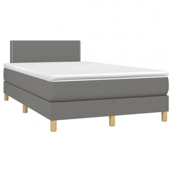 Cadre de lit matelas LED gris foncé 120x190 cm tissu