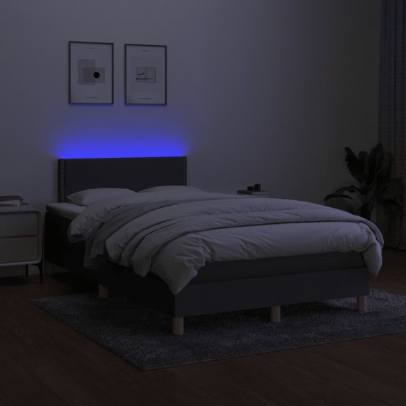 Cadre de lit matelas LED gris foncé 120x190 cm tissu